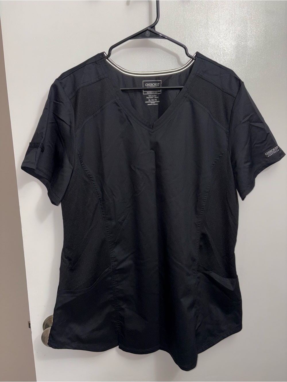 Cherokee Black V-Neck Scrub Top